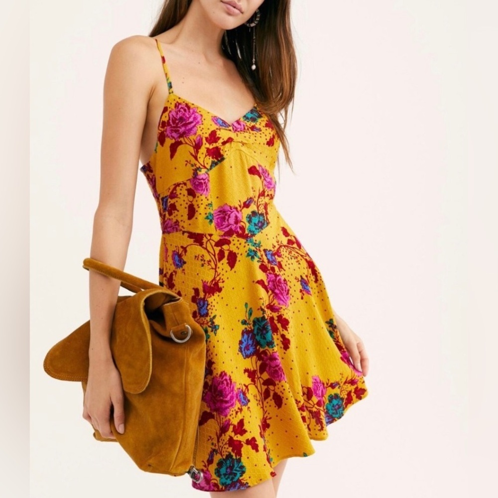 Floral Dress. Yellow vibrant floral.